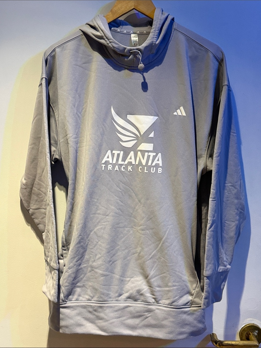 adidas Atlanta Track Club Light Gray Pullover Hoodie. New